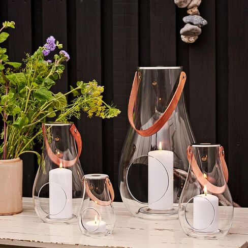 Holmegaard Design with Light Lantern, Clear, 9.8" H x 6.1" D, Designed by Maria Berntsen, Gift Box Included in Saudi Arabia