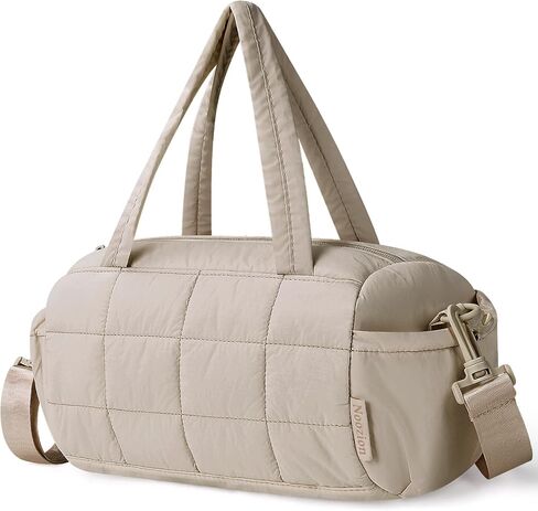 Noozion 12 Inch Mini Gym Bag for Women, Lightweight Quilted Crossbody Duffle Bag with Wet Pocket, Dual Side Pockets, Adjustable Strap, Small Workout Bag for Yoga, Pilates, Swimming & Daily Use in Saudi Arabia