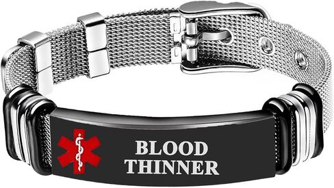 Medical Alert Bracelet for Men Women Pre-engraved Emergency Id Bracelet Stainless Steel Mesh Adjustable 6.5-8.5 IN in Saudi Arabia
