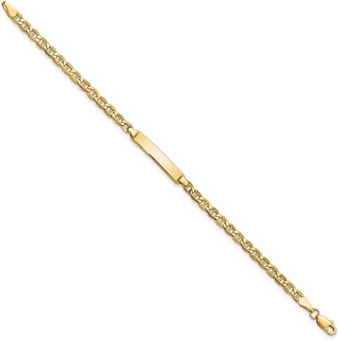 سوار Jewels By Lux قابل للنقش حسب الطلب من الذهب الأصفر عيار 10 قيراط مع رابط مرساة صلب للرجال والنساء بطول 7 بوصات وعرض 4.44 ملم مع مشبك مخلب جراد البحر in Kuwait
