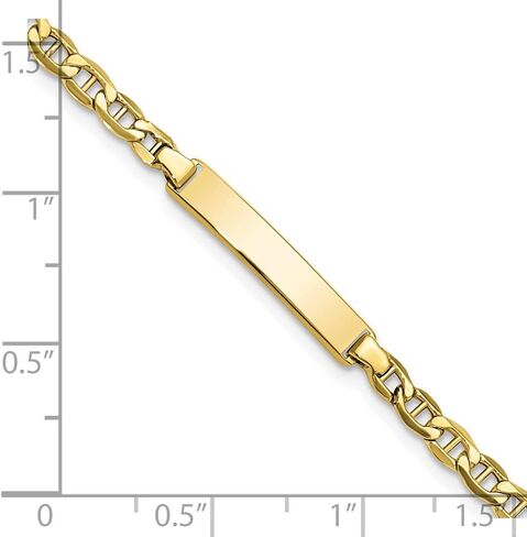 سوار Jewels By Lux قابل للنقش حسب الطلب من الذهب الأصفر عيار 10 قيراط مع رابط مرساة صلب للرجال والنساء بطول 7 بوصات وعرض 4.44 ملم مع مشبك مخلب جراد البحر in Kuwait