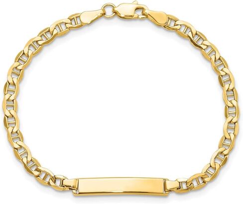 سوار Jewels By Lux قابل للنقش حسب الطلب من الذهب الأصفر عيار 10 قيراط مع رابط مرساة صلب للرجال والنساء بطول 7 بوصات وعرض 4.44 ملم مع مشبك مخلب جراد البحر in Kuwait