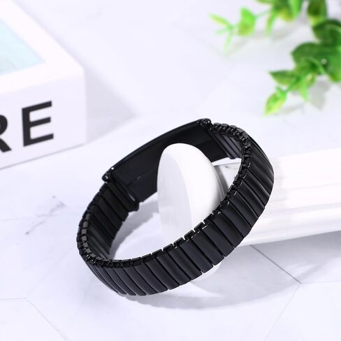 OIDEA Personalized ID Bracelets for Men: 14mm WIDth Stainless Steel Link Chain Bracelet Wristband Adjustable Elastic Cuff Bangle Bracelet Jewelry Valentine's Day Gifts in Kuwait