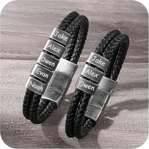 Personalized Fathers Day Bracelets Gifts Custom Dad Bracelet with Names Customized Engraved ID Bracelets Best Dad Ever Gift for Grandpa Husband in Saudi Arabia