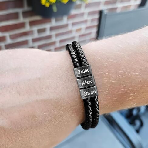 Personalized Fathers Day Bracelets Gifts Custom Dad Bracelet with Names Customized Engraved ID Bracelets Best Dad Ever Gift for Grandpa Husband in Saudi Arabia