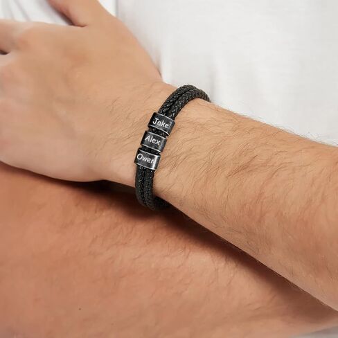 Personalized Fathers Day Bracelets Gifts Custom Dad Bracelet with Names Customized Engraved ID Bracelets Best Dad Ever Gift for Grandpa Husband in Saudi Arabia