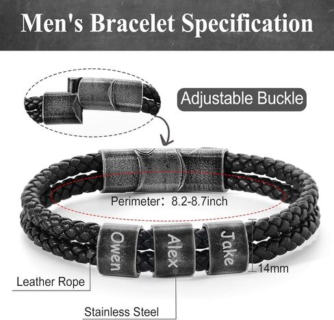 Personalized Fathers Day Bracelets Gifts Custom Dad Bracelet with Names Customized Engraved ID Bracelets Best Dad Ever Gift for Grandpa Husband in Saudi Arabia