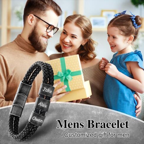 Personalized Fathers Day Bracelets Gifts Custom Dad Bracelet with Names Customized Engraved ID Bracelets Best Dad Ever Gift for Grandpa Husband in Saudi Arabia