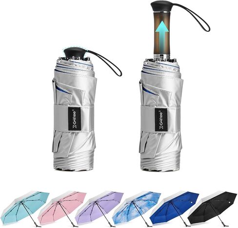G4Free 46 Inch Mini Travel Umbrella with Retractable Handle, Pocket Size Umbrellas for Sun Rain. UV Protection UPF 50+, Small Compact Umbrella in Kuwait