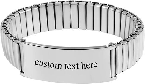 OIDEA Personalized ID Bracelets for Men: 14mm WIDth Stainless Steel Link Chain Bracelet Wristband Adjustable Elastic Cuff Bangle Bracelet Jewelry Valentine's Day Gifts in Kuwait