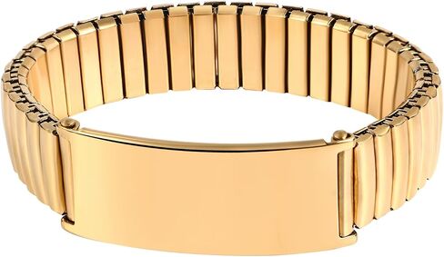 OIDEA Personalized ID Bracelets for Men: 14mm WIDth Stainless Steel Link Chain Bracelet Wristband Adjustable Elastic Cuff Bangle Bracelet Jewelry Valentine's Day Gifts in Kuwait