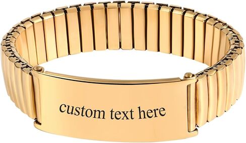OIDEA Personalized ID Bracelets for Men: 14mm WIDth Stainless Steel Link Chain Bracelet Wristband Adjustable Elastic Cuff Bangle Bracelet Jewelry Valentine's Day Gifts in Kuwait