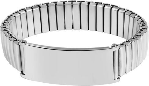 OIDEA Personalized ID Bracelets for Men: 14mm WIDth Stainless Steel Link Chain Bracelet Wristband Adjustable Elastic Cuff Bangle Bracelet Jewelry Valentine's Day Gifts in Kuwait