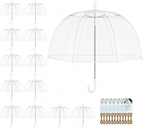 Wedding Umbrellas for Guests 12 Pack Bulk, Clear Transparent Umbrella Wholesale for Rain, 46in Large Windproof Dome Umbrellas, Outdoor Events Lot in Saudi Arabia