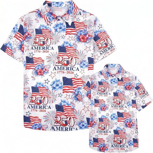 Hawaiian Matching Shirts Dad Son Hawaii Outfit Flower Button Down Short Sleeve Tops Summer Beach Father Gift Shirt in Saudi Arabia