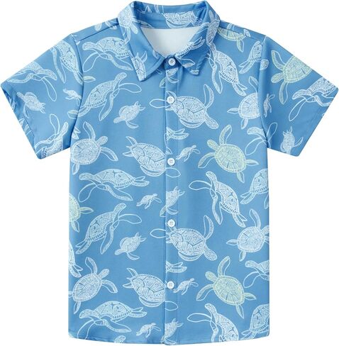 westwolf Little Big Boys Hawaiian Shirts Button Down Short Sleeve Tops Hawaiian Shirt for Kids 3-14T in Kuwait