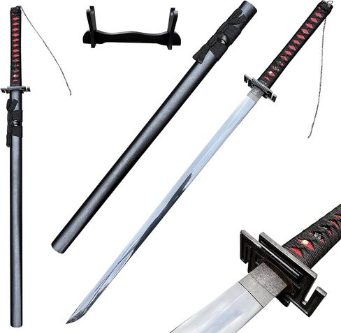 40.9 بوصة كامل تانغ 1045 من الفولاذ الكربوني Tensa Zangetsu Anime Samurai Sword Katana مع حامل عرض للتجميع والحفلات التنكرية والممارسة in Kuwait