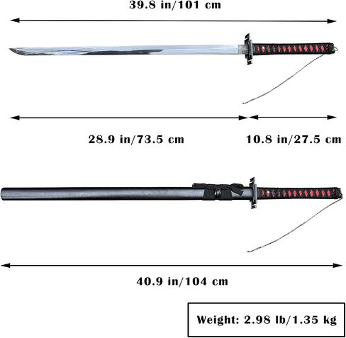 40.9 بوصة كامل تانغ 1045 من الفولاذ الكربوني Tensa Zangetsu Anime Samurai Sword Katana مع حامل عرض للتجميع والحفلات التنكرية والممارسة in Kuwait