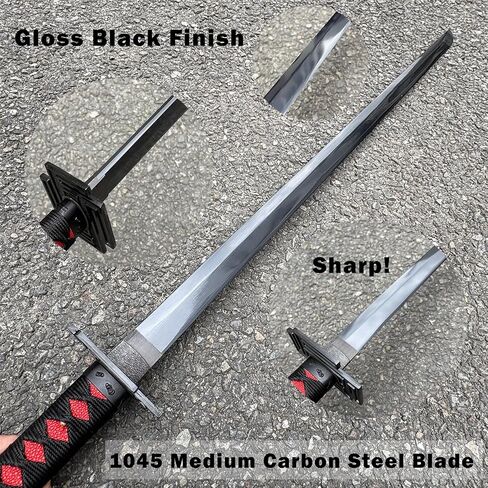 40.9 بوصة كامل تانغ 1045 من الفولاذ الكربوني Tensa Zangetsu Anime Samurai Sword Katana مع حامل عرض للتجميع والحفلات التنكرية والممارسة in Kuwait