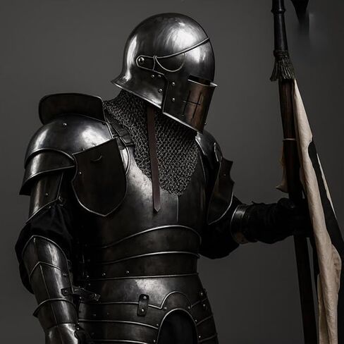 Dark Barbuta Knight Armor Full Set – 18 Gauge Steel Medieval Knight Suit, Body Plate Armor Reenactment. in Saudi Arabia