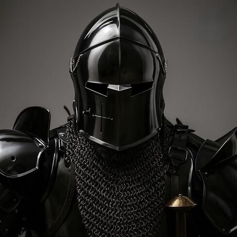Dark Barbuta Knight Armor Full Set – 18 Gauge Steel Medieval Knight Suit, Body Plate Armor Reenactment. in Saudi Arabia