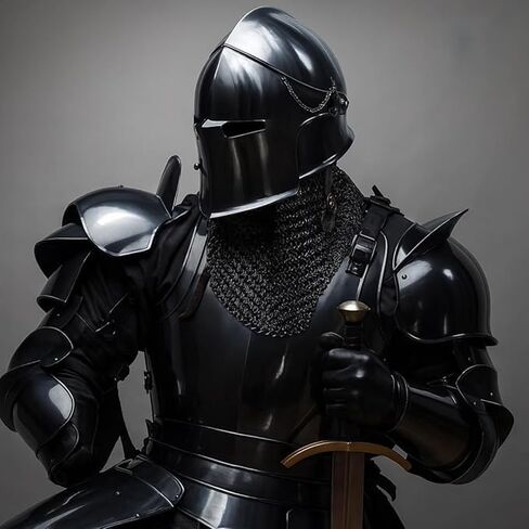 Dark Barbuta Knight Armor Full Set – 18 Gauge Steel Medieval Knight Suit, Body Plate Armor Reenactment. in Saudi Arabia