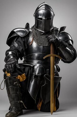 Dark Barbuta Knight Armor Full Set – 18 Gauge Steel Medieval Knight Suit, Body Plate Armor Reenactment. in Saudi Arabia