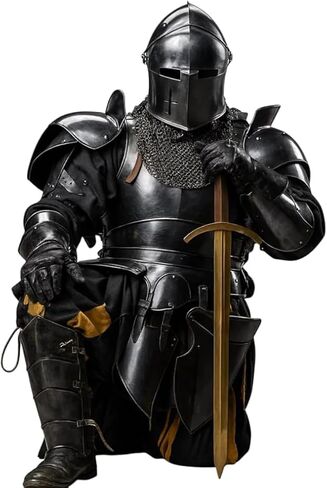 Dark Barbuta Knight Armor Full Set – 18 Gauge Steel Medieval Knight Suit, Body Plate Armor Reenactment. in Kuwait
