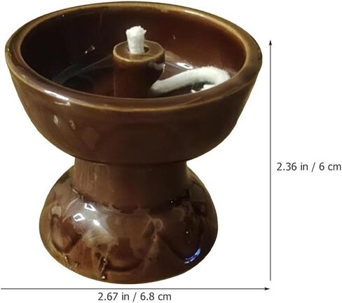 VOSAREA Ceramic Vintage Oil Lamp Kerosene Lantern Oil Lamp Decorative Light Vintage Paraffin Antique Candle Holder for Living Room Ambient Light (2.67X2.67X2.36 Inch) in Kuwait