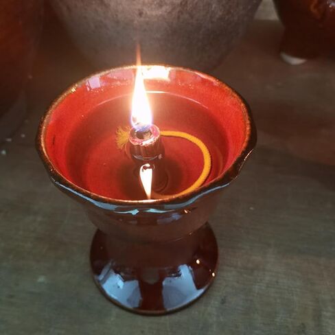 VOSAREA Ceramic Vintage Oil Lamp Kerosene Lantern Oil Lamp Decorative Light Vintage Paraffin Antique Candle Holder for Living Room Ambient Light (2.67X2.67X2.36 Inch) in Kuwait