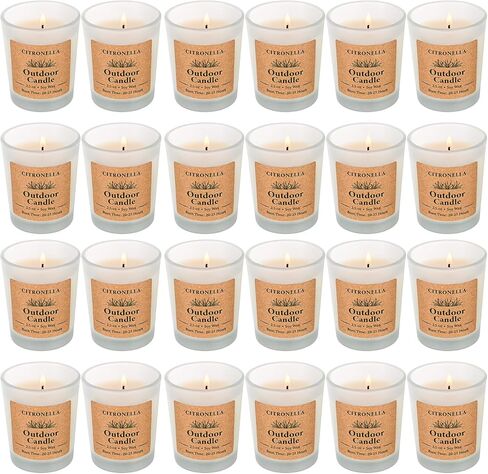 Citronella Candles Outdoor Indoor, 24 Pack 2.5oz Soy Wax Long Lasting Jar Scented Aromatherapy Citronella Candles Sets for Home Garden Patio Balcony in Kuwait
