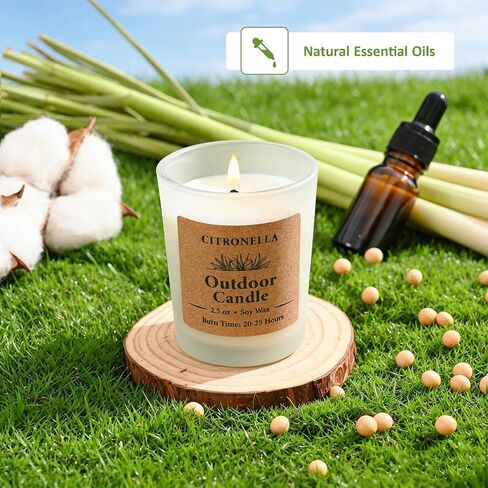 Citronella Candles Outdoor Indoor, 24 Pack 2.5oz Soy Wax Long Lasting Jar Scented Aromatherapy Citronella Candles Sets for Home Garden Patio Balcony in Kuwait