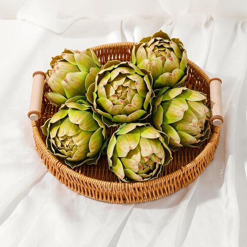 dallisten 6 Pcs Lagre Artificial Artichokes Fake Vegetables, Green Lifelike Faux Artichoke Decor for Kitchen, Bowl & Table Centerpiece, Farmhouse Home Decor for Wedding, Room & Display Styling in Saudi Arabia