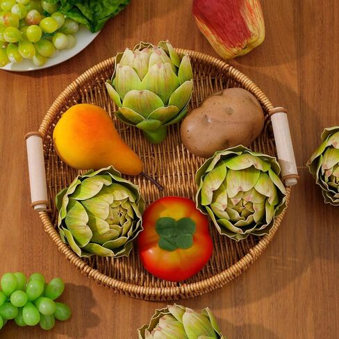 dallisten 6 Pcs Lagre Artificial Artichokes Fake Vegetables, Green Lifelike Faux Artichoke Decor for Kitchen, Bowl & Table Centerpiece, Farmhouse Home Decor for Wedding, Room & Display Styling in Saudi Arabia