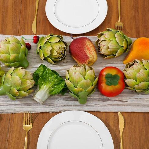 dallisten 6 Pcs Lagre Artificial Artichokes Fake Vegetables, Green Lifelike Faux Artichoke Decor for Kitchen, Bowl & Table Centerpiece, Farmhouse Home Decor for Wedding, Room & Display Styling in Saudi Arabia