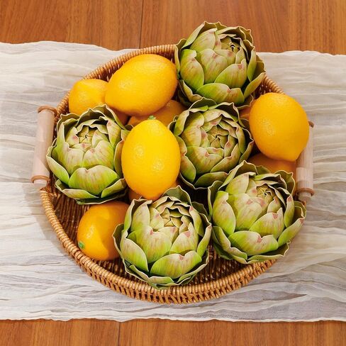 dallisten 6 Pcs Lagre Artificial Artichokes Fake Vegetables, Green Lifelike Faux Artichoke Decor for Kitchen, Bowl & Table Centerpiece, Farmhouse Home Decor for Wedding, Room & Display Styling in Saudi Arabia