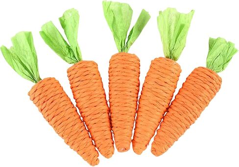 5 Pcs Easter Mini Carrot Decorative, Natural Interactive Small Carrot Ornaments, Woven Fake Carrots for Home Tabletop Decor Holiday Artificial Miniature Carrots Figurines Ornaments(Orange) in Kuwait