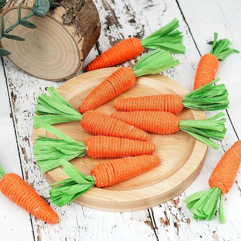 5 Pcs Easter Mini Carrot Decorative, Natural Interactive Small Carrot Ornaments, Woven Fake Carrots for Home Tabletop Decor Holiday Artificial Miniature Carrots Figurines Ornaments(Orange) in Kuwait