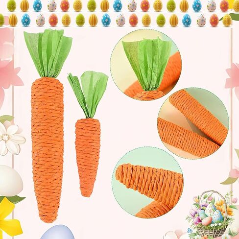 5 Pcs Easter Mini Carrot Decorative, Natural Interactive Small Carrot Ornaments, Woven Fake Carrots for Home Tabletop Decor Holiday Artificial Miniature Carrots Figurines Ornaments(Orange) in Kuwait