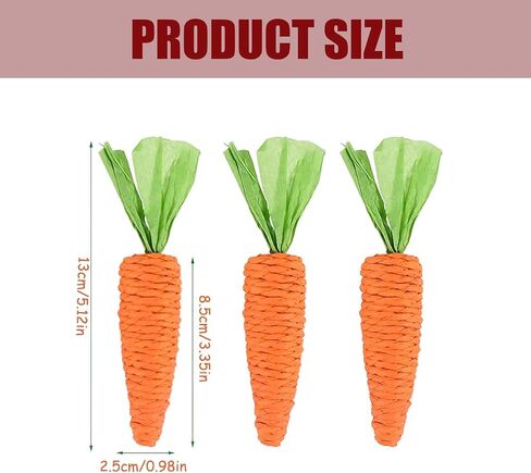 5 Pcs Easter Mini Carrot Decorative, Natural Interactive Small Carrot Ornaments, Woven Fake Carrots for Home Tabletop Decor Holiday Artificial Miniature Carrots Figurines Ornaments(Orange) in Kuwait