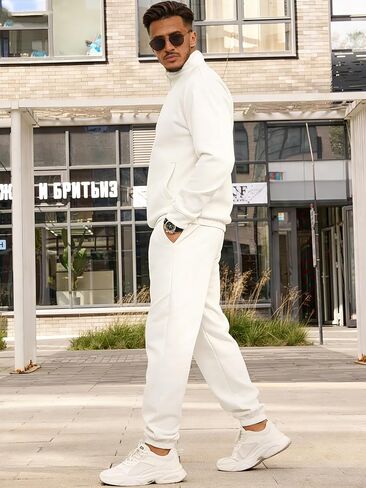 Men's Quarter Zip Up Tracksuits Mock Neck Sweatshirt And Sweatpants 2 Piece Outfits Athletic Half Zip Sweatsuit Men in Kuwait