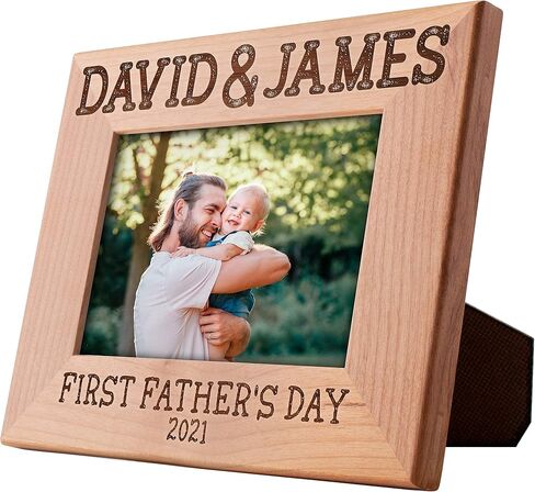Lily's Atelier First Fathers Day, Personalized 1st Fathers Day Picture Frame with Names, Date | 4" x 6" - 5'' x 7", 4 Designs | First Time Dad Gifts - Keepsake Frame in Saudi Arabia