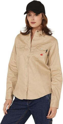Work Shirt Womens Long Sleeve Flame Resistant M Stone LFRSLD in Saudi Arabia