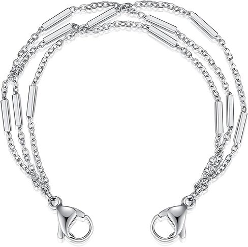 LinnaLove Stainless Steel Interchangeable Medical Alert ID Bracelet Chain for Men & Women, Hypoallergenic Replacement Chain (Tag NOT Included), Sizes 5"/6"/7" (Figaro-6 in) in Saudi Arabia