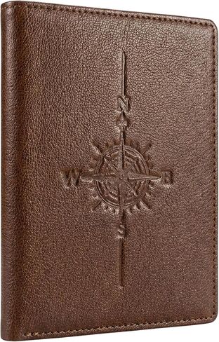 SETTINI Passport Holder for Travel – Genuine Leather RFID Blocking Passport Wallet, Compass Design, 6 Card Slots, ID Window, Fathers Day Gift, Gift-Ready Box in Saudi Arabia