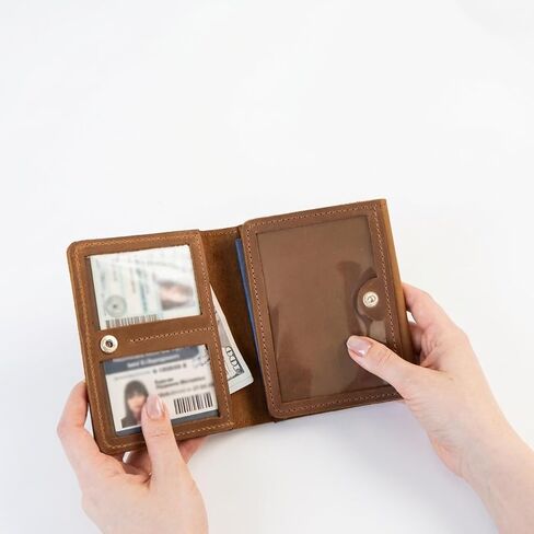 Leather Pilot Document Wallet - Pilot License Holder & Flight Document Organizer, Genuine Crazy Horse Leather Travel Wallet, Compact Aviation Passport Holder for Pilots, Warm Brown in Saudi Arabia