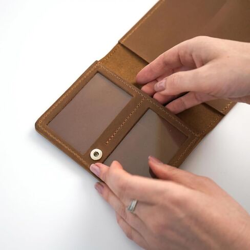 Leather Pilot Document Wallet - Pilot License Holder & Flight Document Organizer, Genuine Crazy Horse Leather Travel Wallet, Compact Aviation Passport Holder for Pilots, Warm Brown in Saudi Arabia