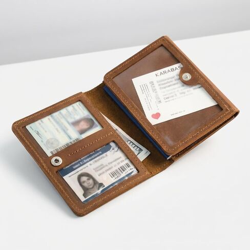 Leather Pilot Document Wallet - Pilot License Holder & Flight Document Organizer, Genuine Crazy Horse Leather Travel Wallet, Compact Aviation Passport Holder for Pilots, Warm Brown in Saudi Arabia