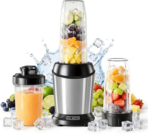 NEWBULIG Smoothie Blender with 6 Blades, Countertop Blenders with 24 34 60 oz BPA-Free Cups, Large Capacity, Portable and Easy Clean, for Kitchen, Ice Crush, Shakes, Sauces, Juice, Silver in Saudi Arabia