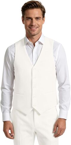 Mens Linen Suit Casual Tuxedo Linen Men Suit Set 2-Piece Summer Suit Vest and Pants Set for Wedding Beach Grooms Groomsmen in Saudi Arabia